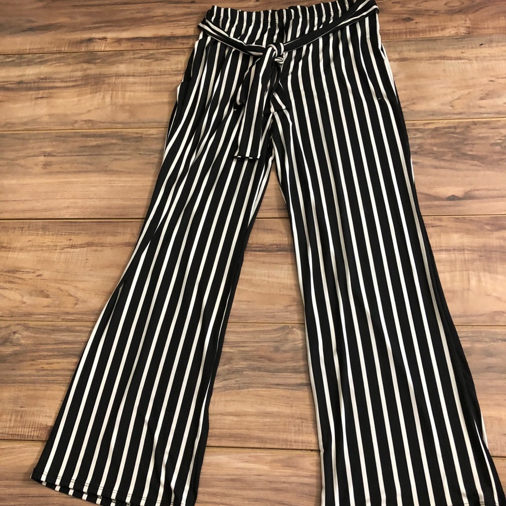 Love Mood Striped Wide Leg Pants Sz M